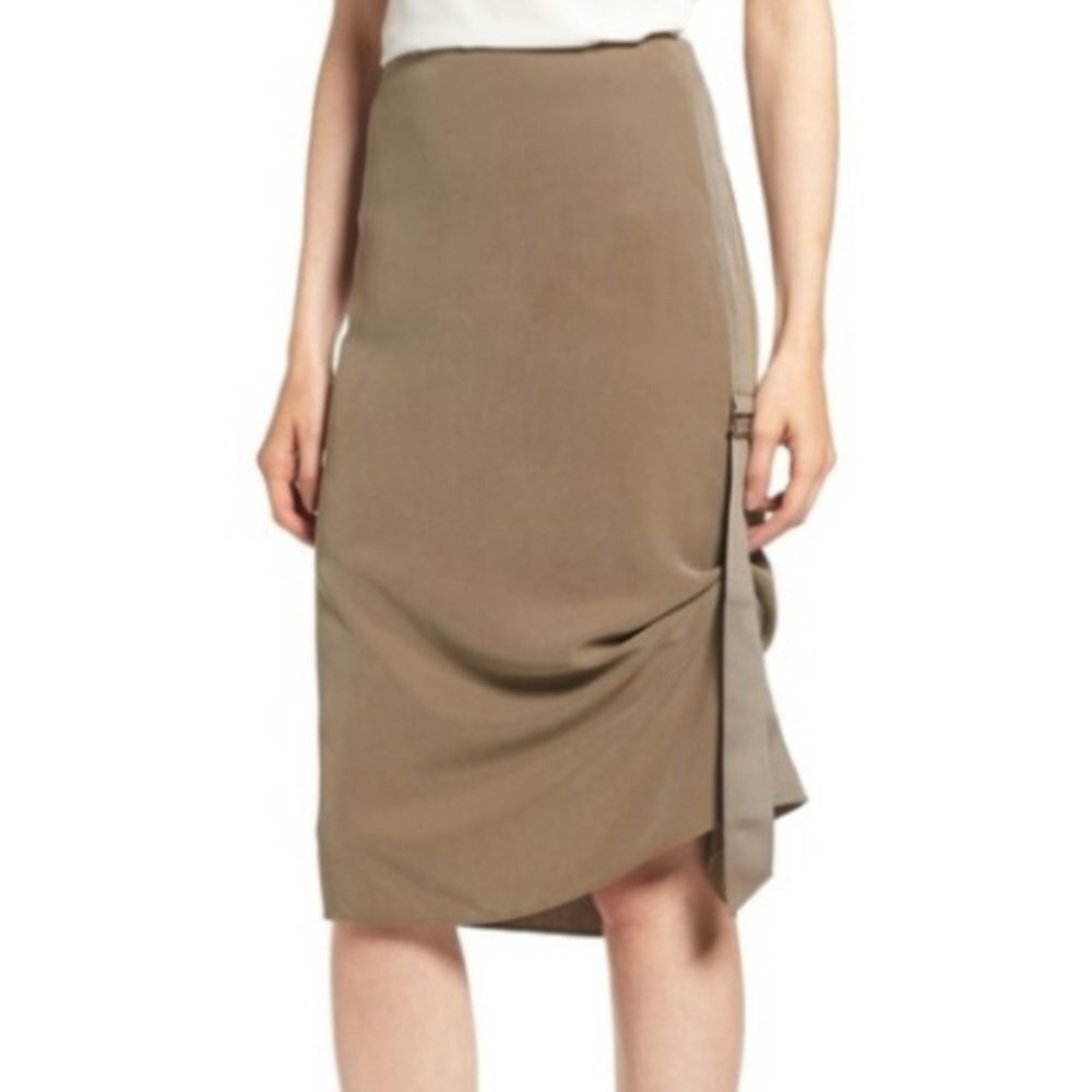 Trouve Olive/Brown Side Drape Skirt 00